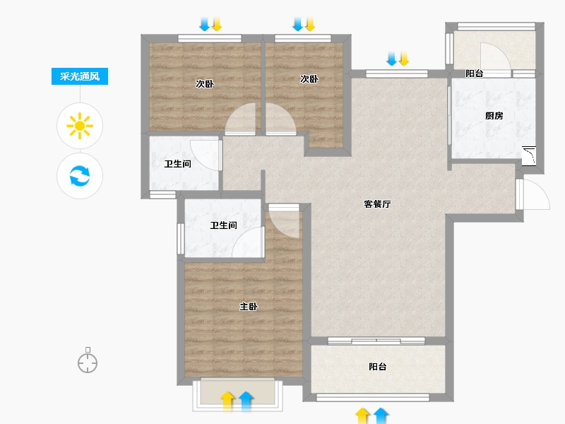 山东省-莱芜市-恒大名都-100.01-户型库-采光通风