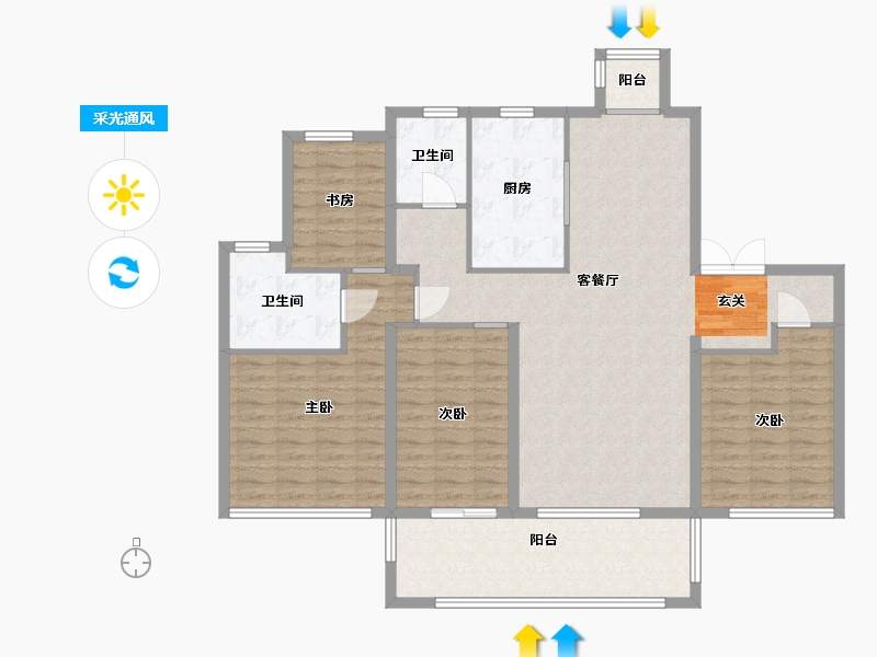 山东省-青岛市-海尔产城创波尔多小镇-132.00-户型库-采光通风