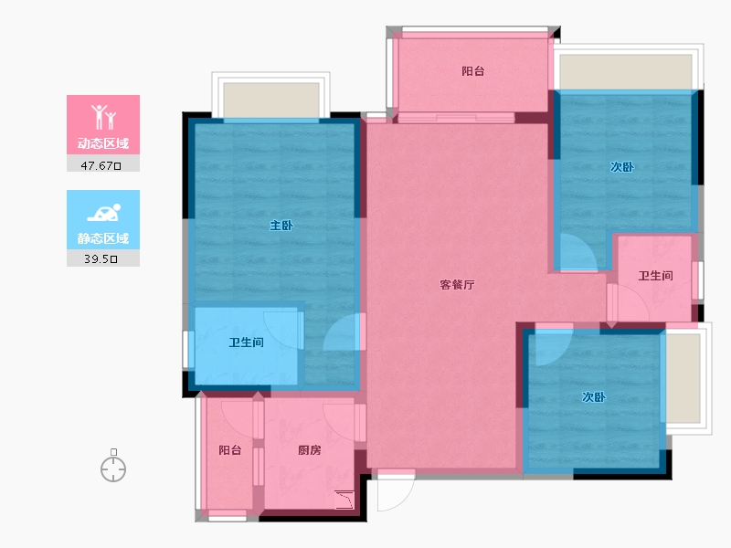 四川省-遂宁市-山屿湖・名门-76.72-户型库-动静分区