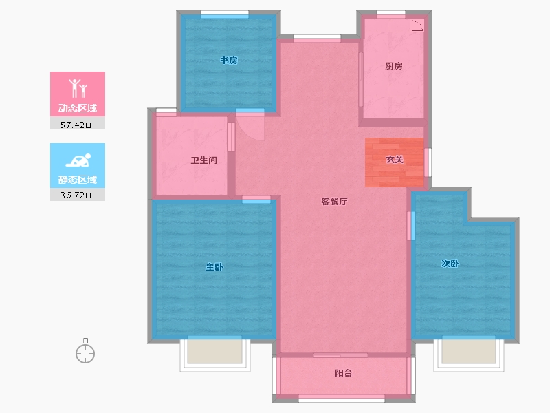 山东省-青岛市-鑫江・桂花园・汀香-84.00-户型库-动静分区