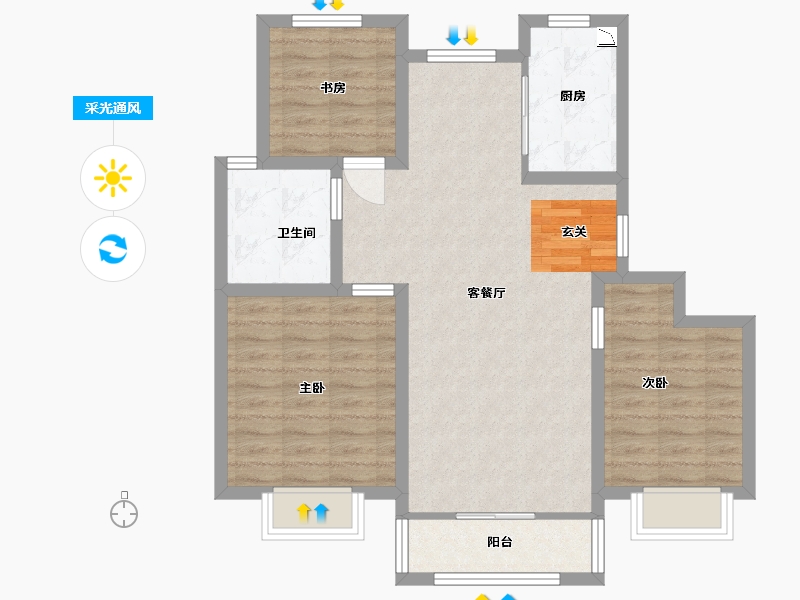 山东省-青岛市-鑫江・桂花园・汀香-84.00-户型库-采光通风