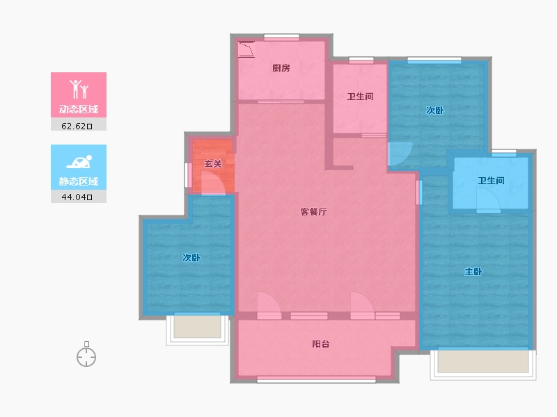 山东省-青岛市-佳兆业・悦峰-95.19-户型库-动静分区