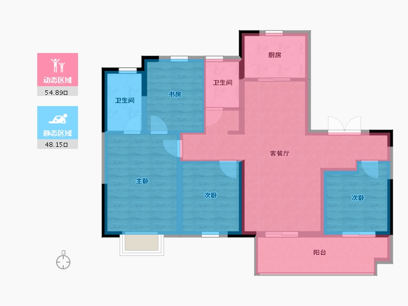 安徽省-阜阳市-绿地紫峰公馆-92.09-户型库-动静分区