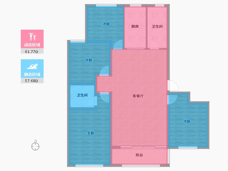 山东省-潍坊市-圆润公馆-107.57-户型库-动静分区