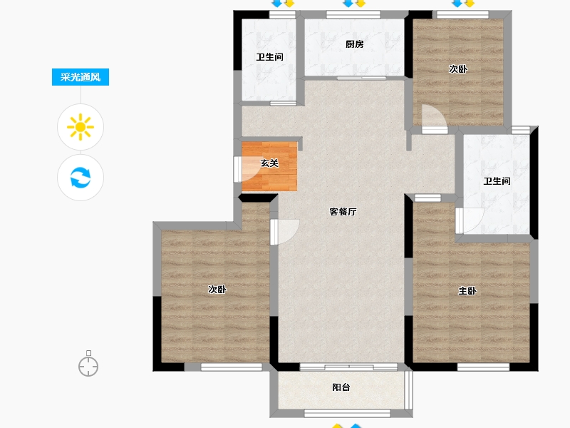 山东省-威海市-国宏立泰・桂花园-97.93-户型库-采光通风