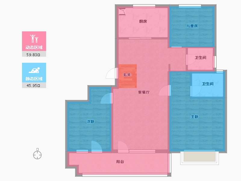 山东省-威海市-鑫都・观澜悦-94.40-户型库-动静分区