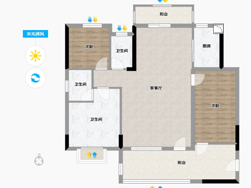 广东省-汕尾市-汇城华府-99.78-户型库-采光通风