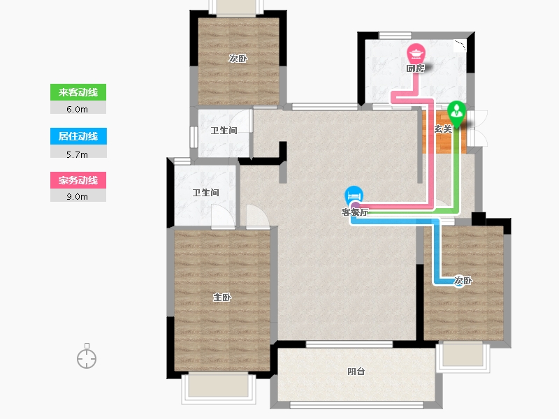 江苏省-南通市-海门沁园-103.98-户型库-动静线