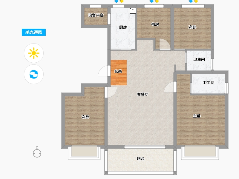 江苏省-南通市-仁恒公园世纪-106.40-户型库-采光通风