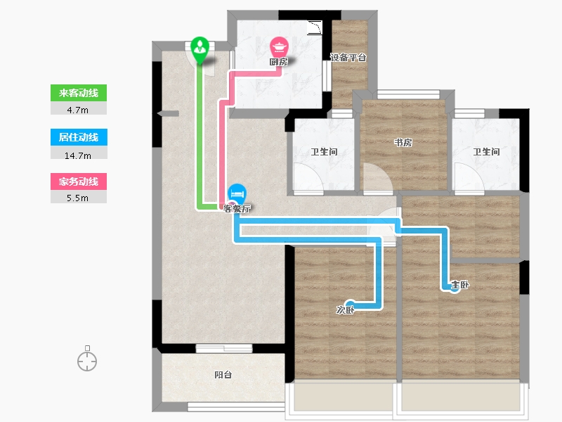 浙江省-杭州市-滨江龙湖东潮府-75.72-户型库-动静线