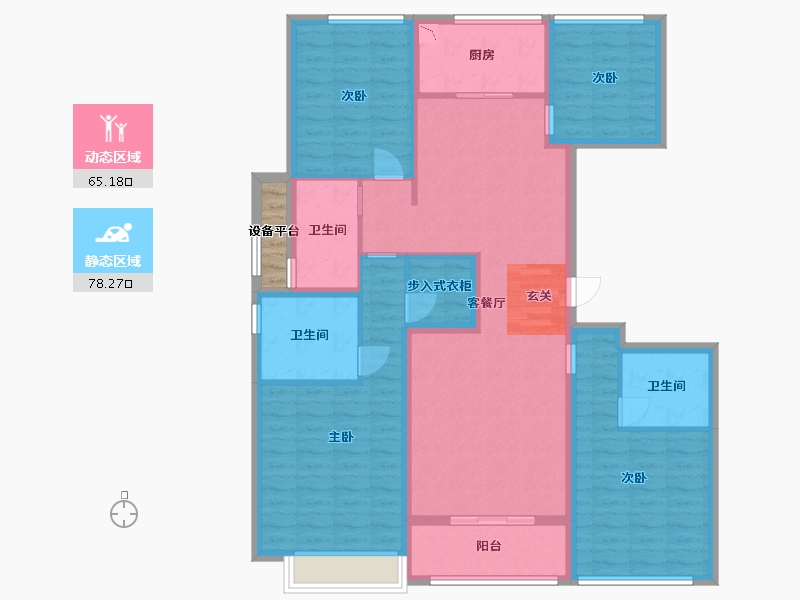 江苏省-南通市-滨江曙光之星-130.40-户型库-动静分区