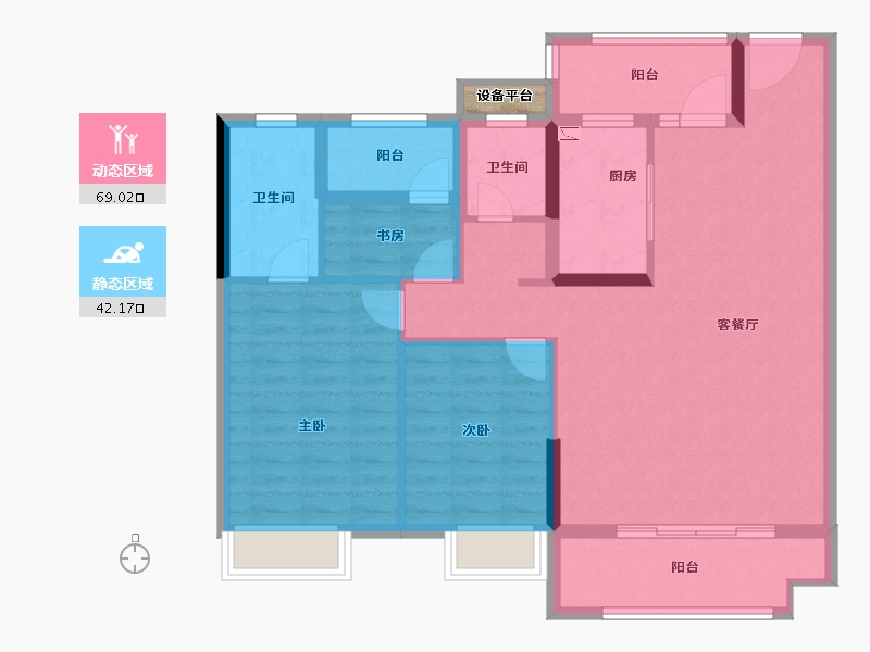 湖南省-长沙市-澳海文澜府-100.69-户型库-动静分区