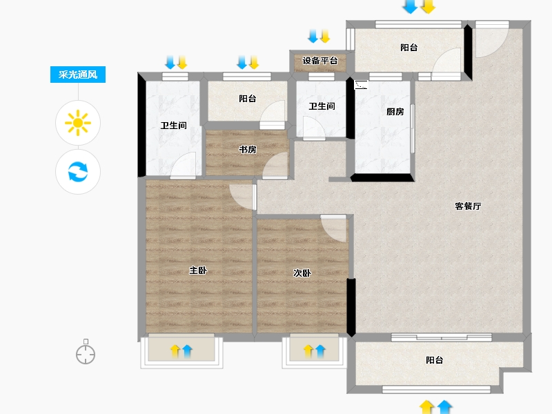 湖南省-长沙市-澳海文澜府-100.69-户型库-采光通风