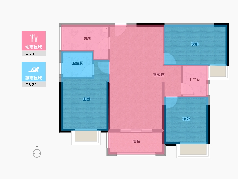 湖北省-恩施土家族苗族自治州-建始・众信・悦融湾-75.80-户型库-动静分区