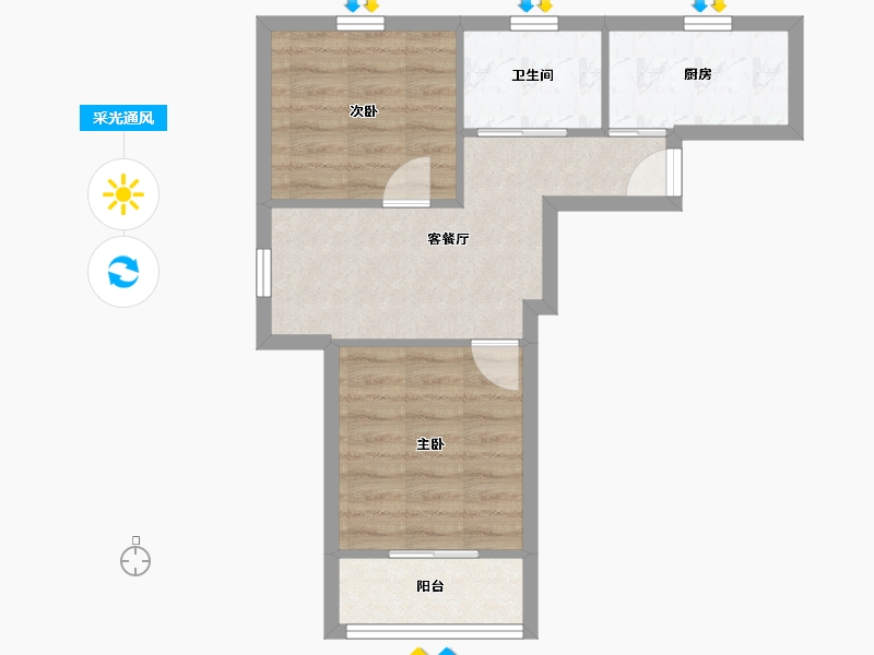 上海-上海市-云台二小区-45.24-户型库-采光通风