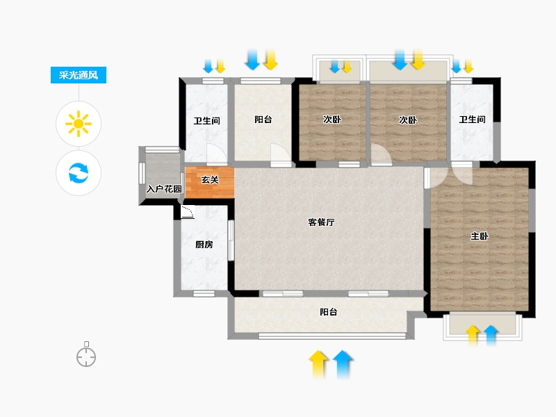 广东省-佛山市-新城�Z城-104.15-户型库-采光通风