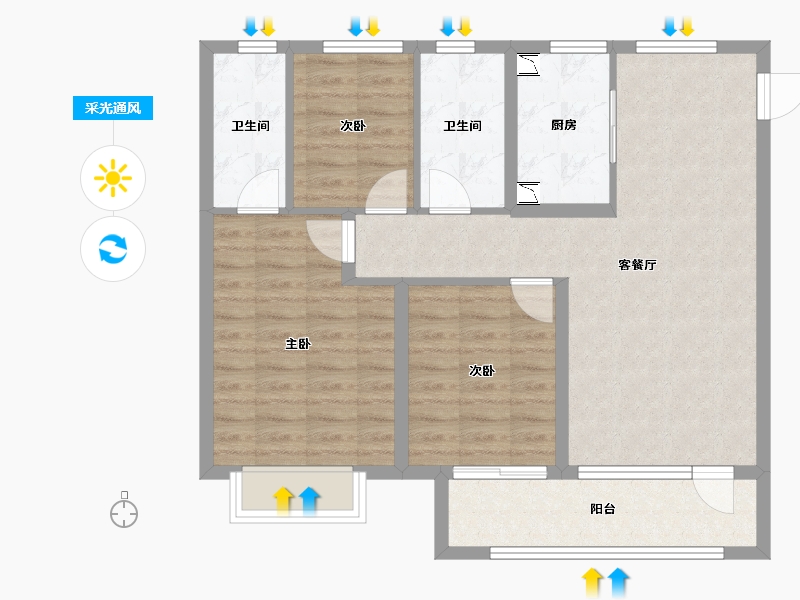 山东省-青岛市-绿地国科-84.00-户型库-采光通风