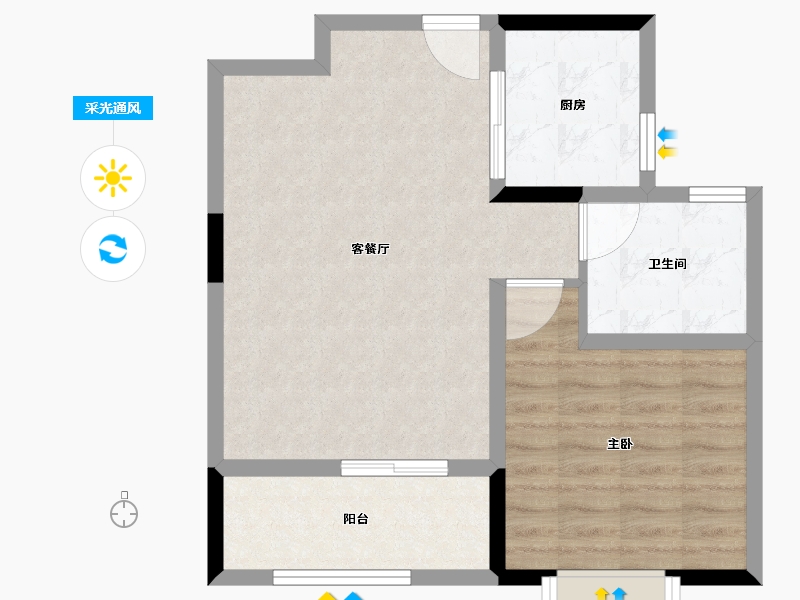 江苏省-南通市-龙豪海景湾-60.00-户型库-采光通风