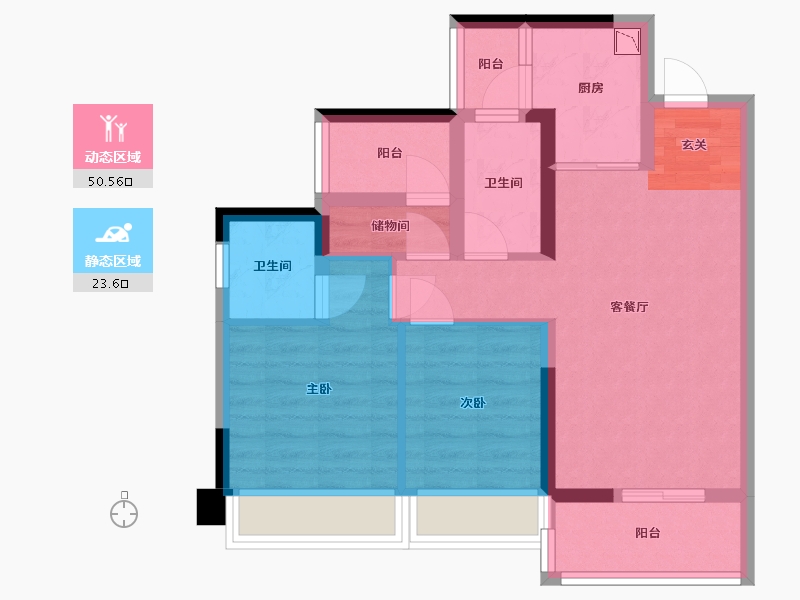 广东省-佛山市-禹洲・朗廷湾-64.60-户型库-动静分区