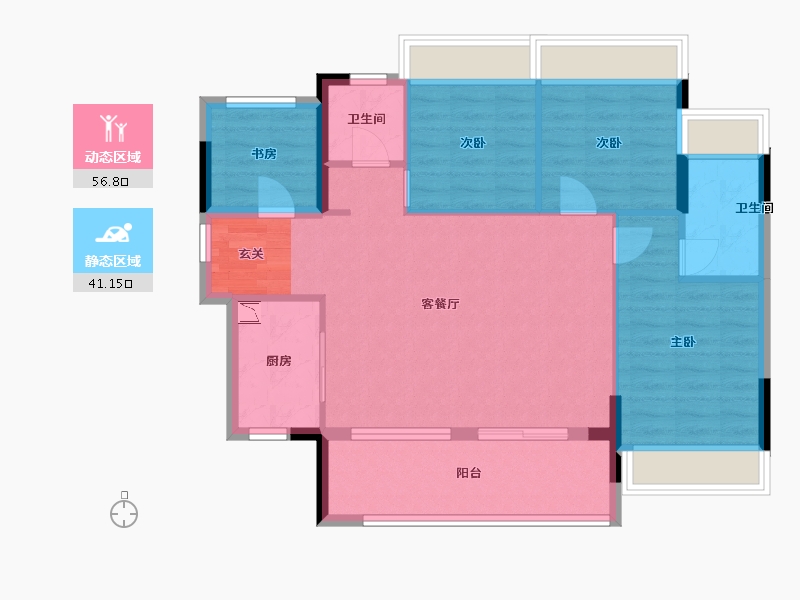 广东省-佛山市-东建世纪锦园-88.10-户型库-动静分区