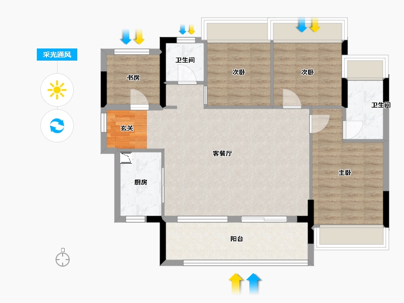 广东省-佛山市-东建世纪锦园-88.10-户型库-采光通风