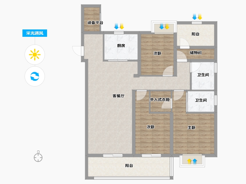 江苏省-苏州市-万象汇花园146-113.20-户型库-采光通风