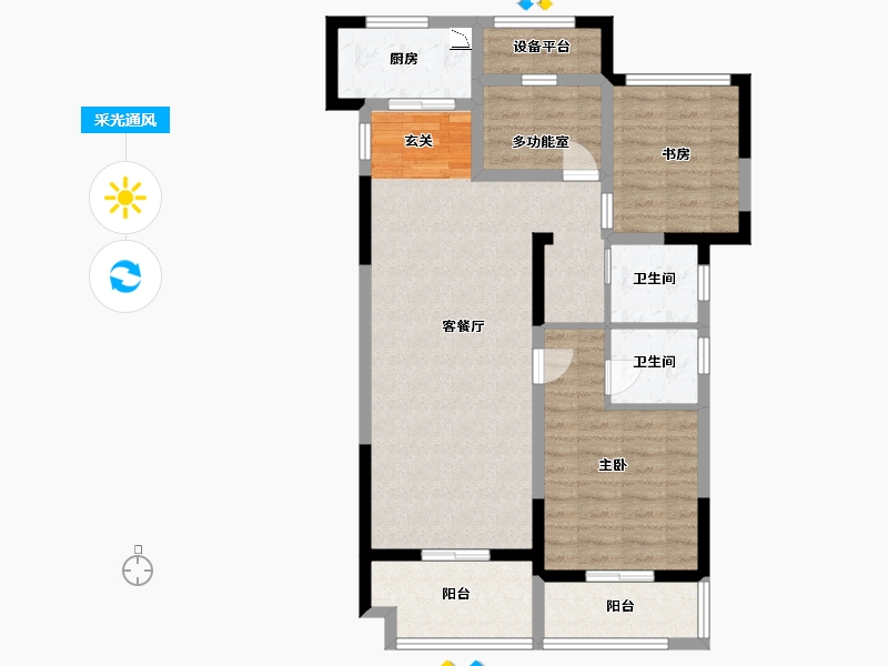 上海-上海市-悦湖名城-88.80-户型库-采光通风