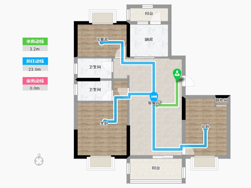 湖南省-永州市-东安碧桂园-87.71-户型库-动静线