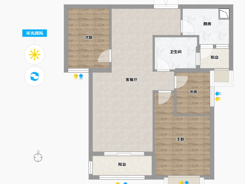 河南省-周口市-万达熙龙湾-79.77-户型库-采光通风