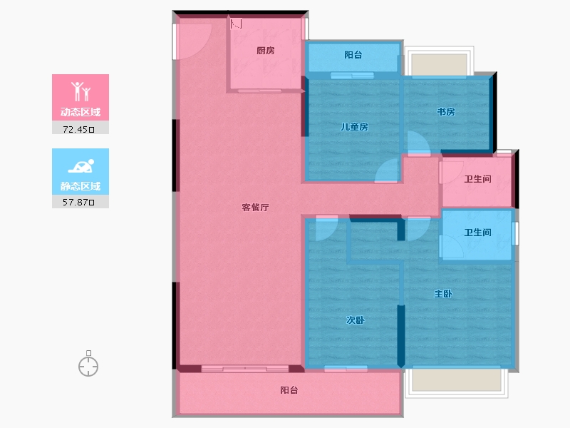 湖南省-长沙市-金茂建发・泊悦-117.87-户型库-动静分区