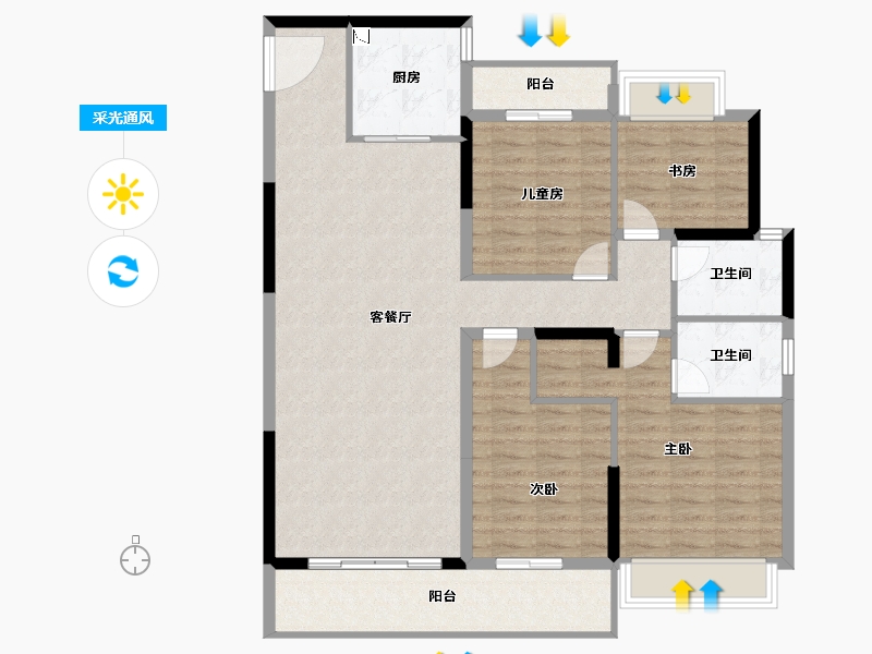 湖南省-长沙市-金茂建发・泊悦-117.87-户型库-采光通风