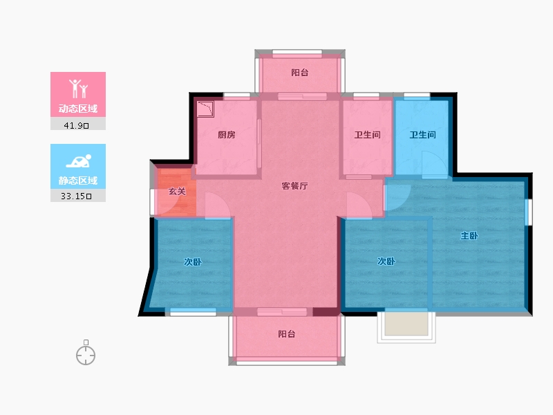 广东省-东莞市-招商雍华府-66.53-户型库-动静分区