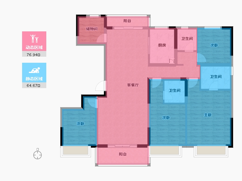 河南省-郑州市-佳兆业悦峰-126.44-户型库-动静分区