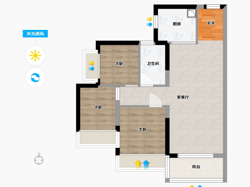 广东省-惠州市-碧桂园中洲・云麓花园-60.89-户型库-采光通风