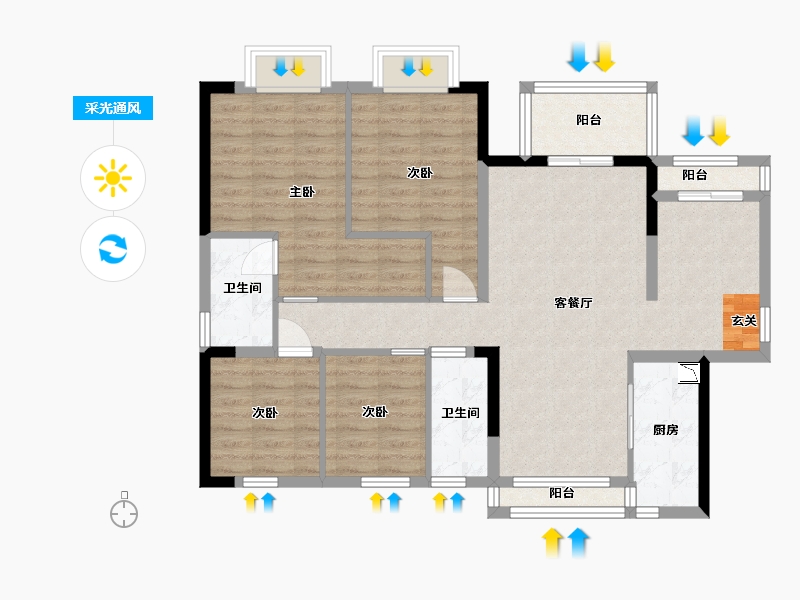 广东省-惠州市-罗浮嘉园-98.27-户型库-采光通风