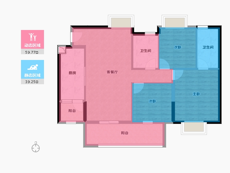 广东省-佛山市-时代招商天禧-88.81-户型库-动静分区