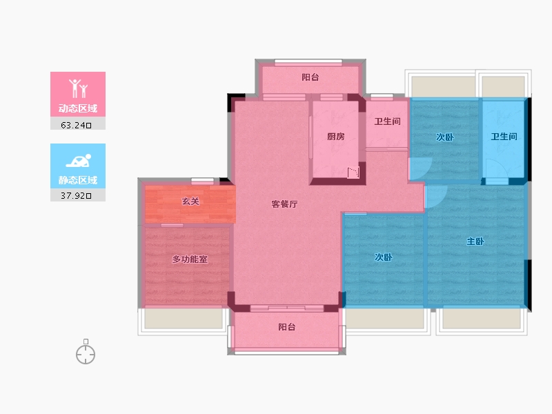 广东省-惠州市-碧桂园御珑府-90.76-户型库-动静分区