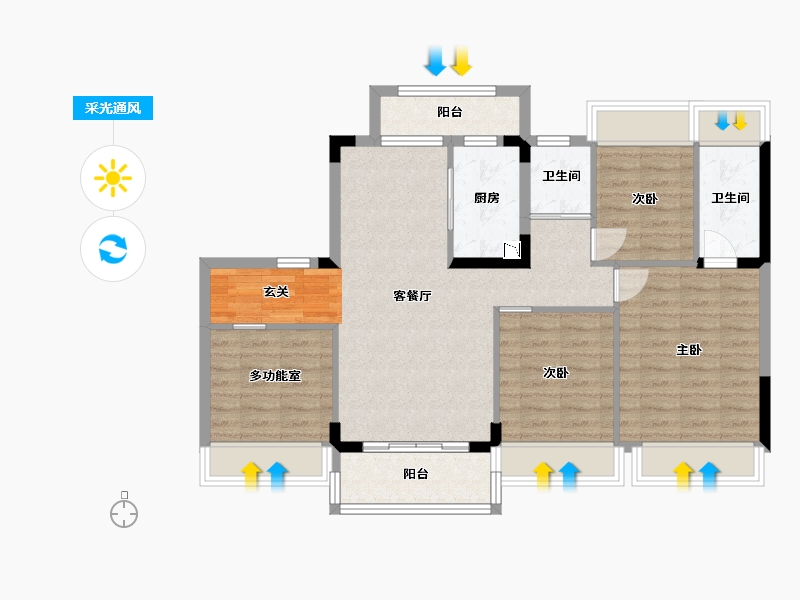 广东省-惠州市-碧桂园御珑府-90.76-户型库-采光通风