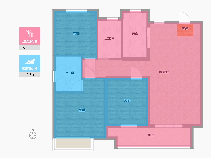 江苏省-扬州市-中海左岸-91.20-户型库-动静分区