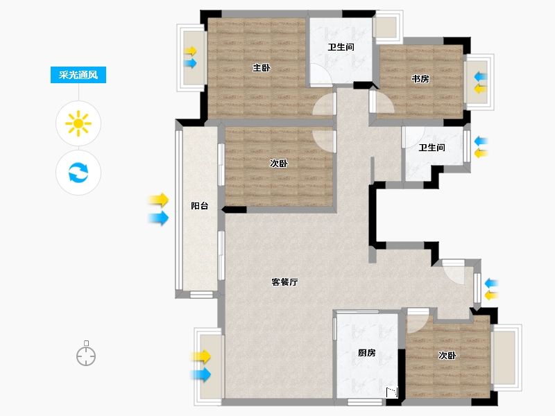 江苏省-无锡市-融侨悦府-109.57-户型库-采光通风