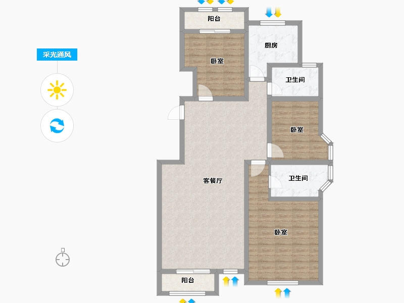 天津-天津市-基�I世�p-112.05-户型库-采光通风