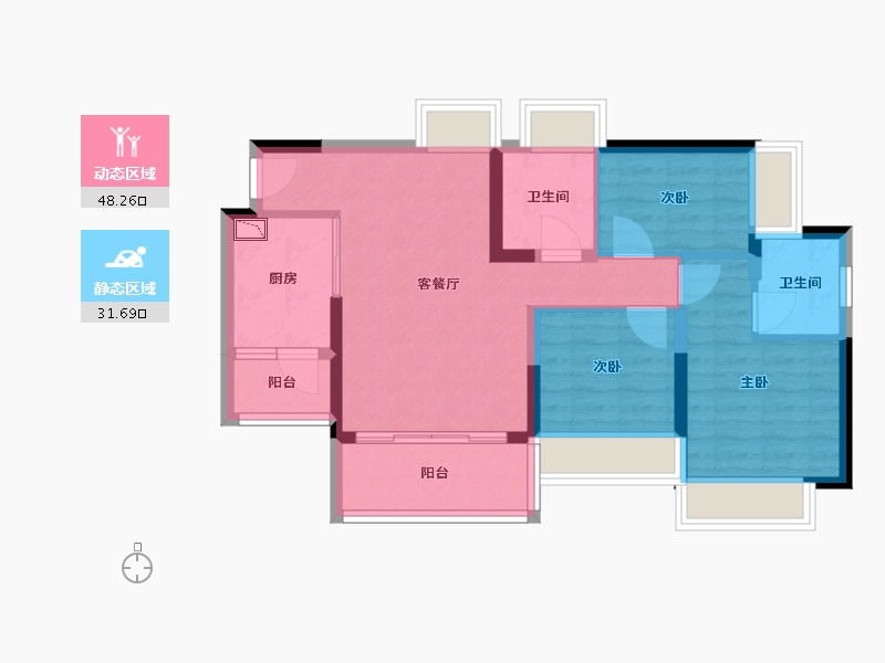 广东省-广州市-星河・东悦湾-70.40-户型库-动静分区