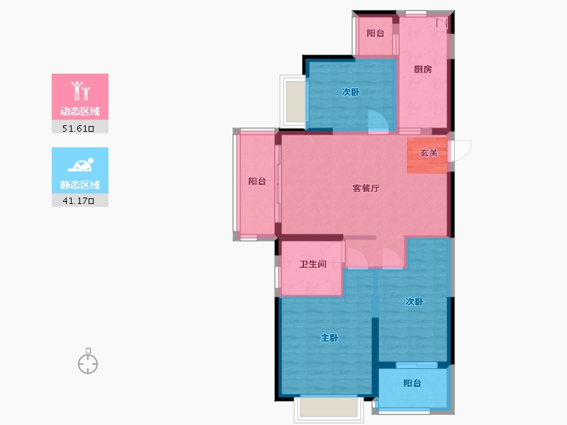 江苏省-扬州市-恒大观澜府-82.39-户型库-动静分区