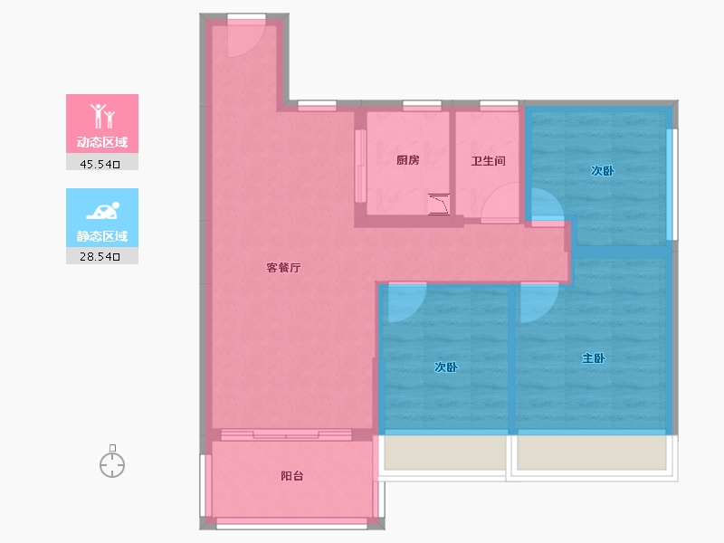 广西壮族自治区-桂林市-新城投资・翻山和院-65.80-户型库-动静分区