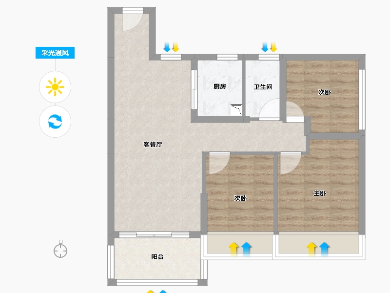 广西壮族自治区-桂林市-新城投资・翻山和院-65.80-户型库-采光通风