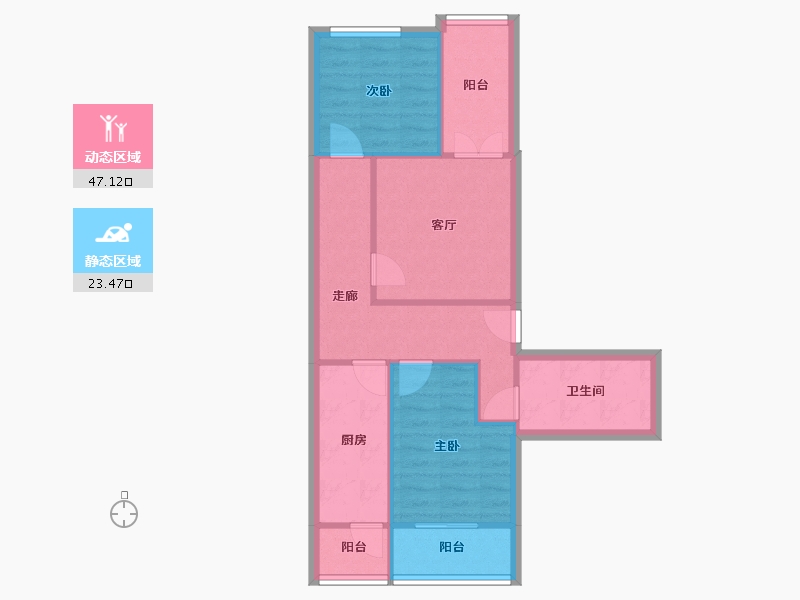 北京-北京市-芍药居北里-62.81-户型库-动静分区