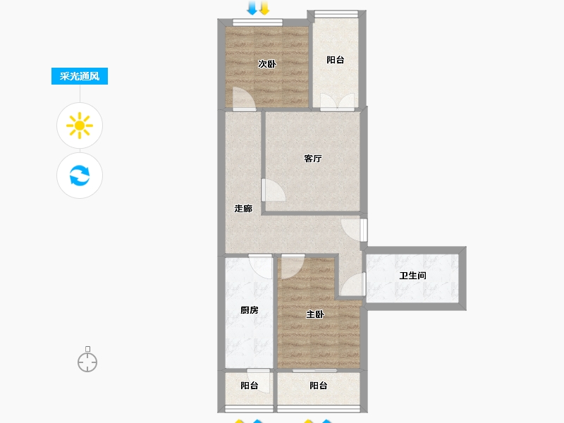 北京-北京市-芍药居北里-62.81-户型库-采光通风