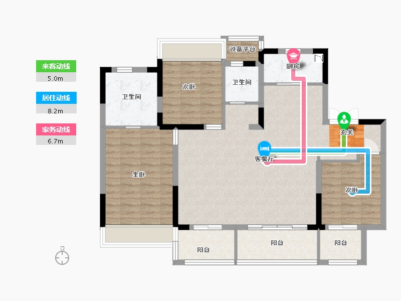 江苏省-扬州市-华建天运府-106.40-户型库-动静线