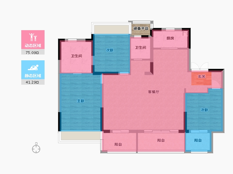 江苏省-扬州市-华建天运府-106.40-户型库-动静分区