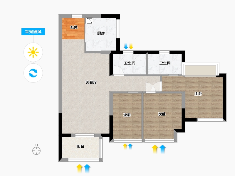 广东省-东莞市-中海・十里溪境-74.40-户型库-采光通风